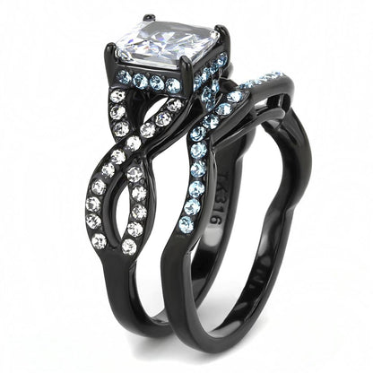 IP Black(Ion Plating) Stainless Steel Ring with AAA Grade CZ