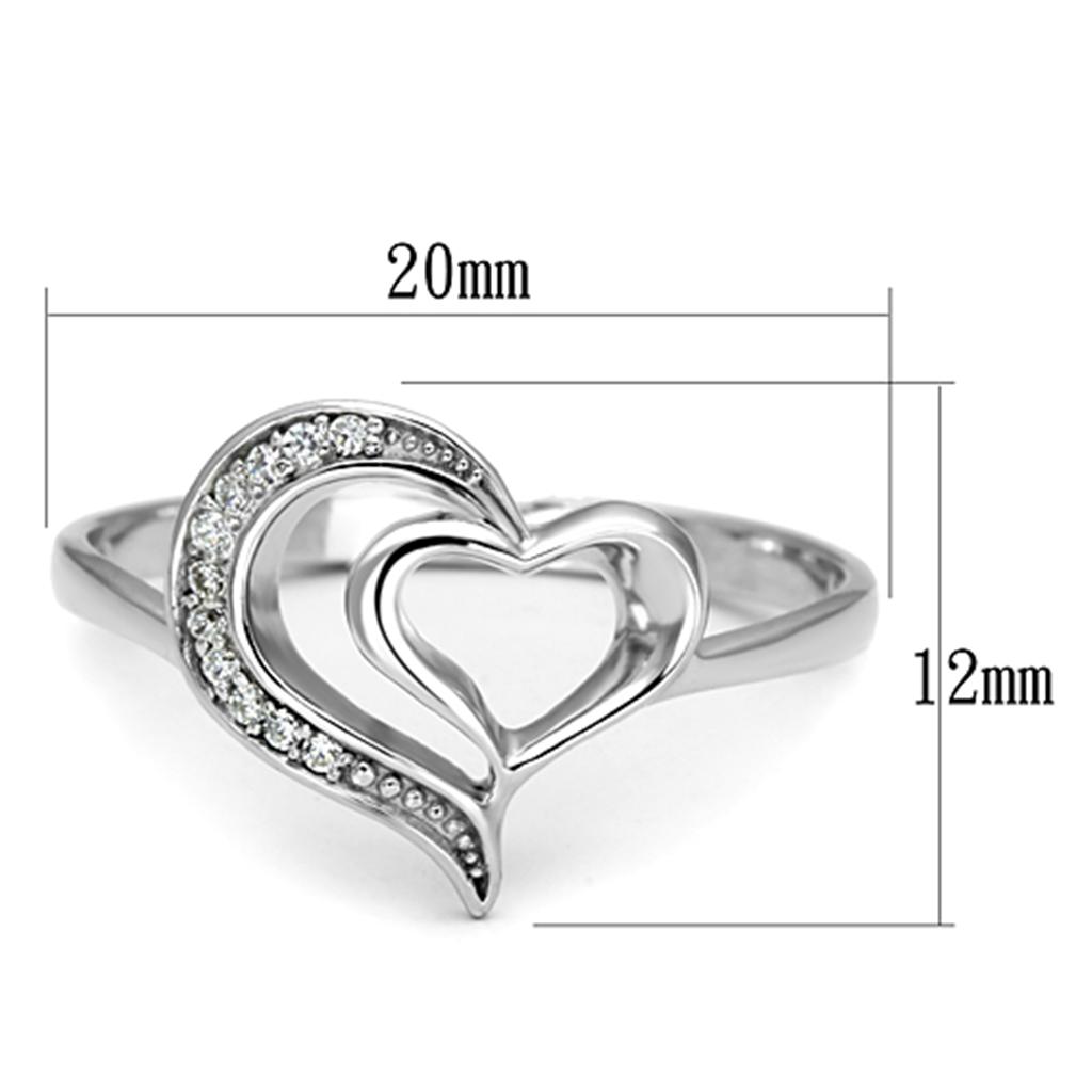 Rhodium 925 Sterling Silver Ring with AAA Grade CZ  in Clear