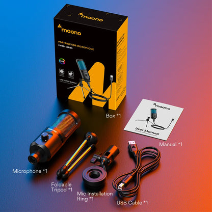 Maona Gaming USB Microphone Desktop Condenser Podcast Microfono Recording Streaming Microphones With Breathing Light PM461TR RGB