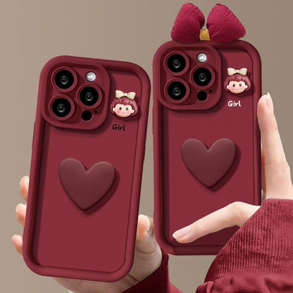 Iphone Wine Red Love Girl Phone Case
