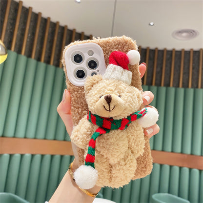 Iphone 15 Christmas Bear Plush Mobile Phone Case
