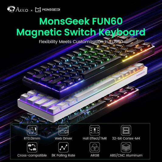 Akko MonsGeek FUN60 magnetic switch keyboard compact 60 percent RGB aluminum frame hot swap for gaming and typing