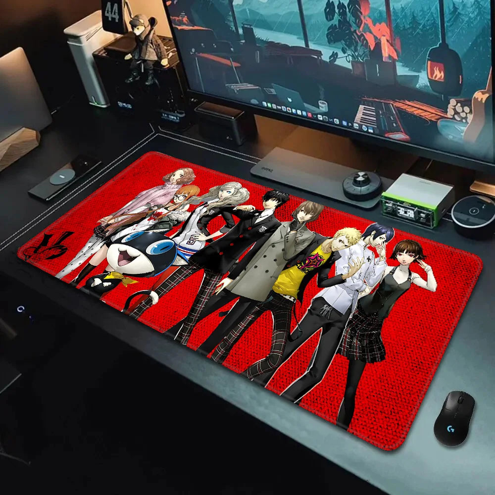 MINISO Persona 5 mouse pad XXL large desk mat with full team artwork on red background