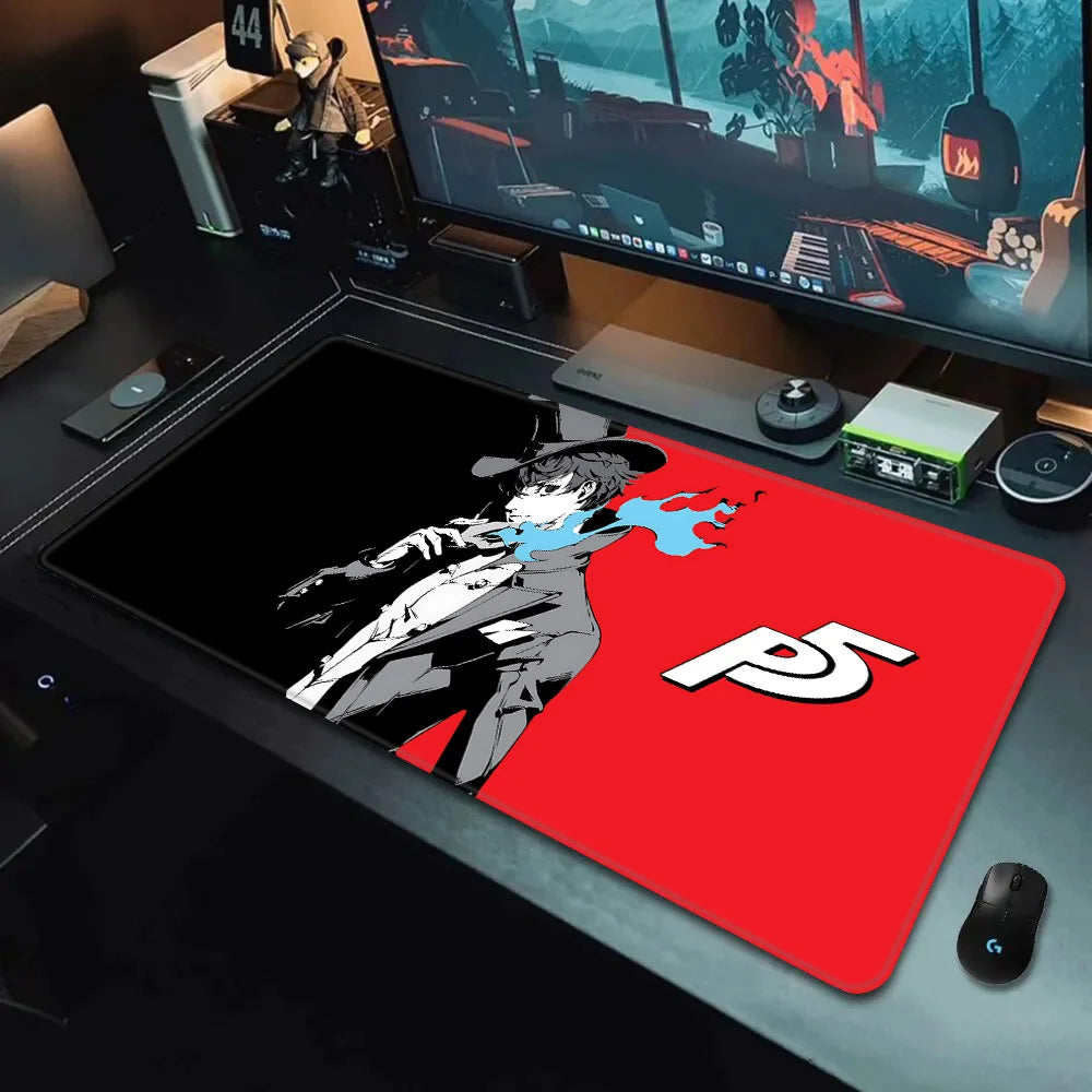 MINISO Persona 5 mouse pad XXL large red and black extended desk mat with character art for gaming and office