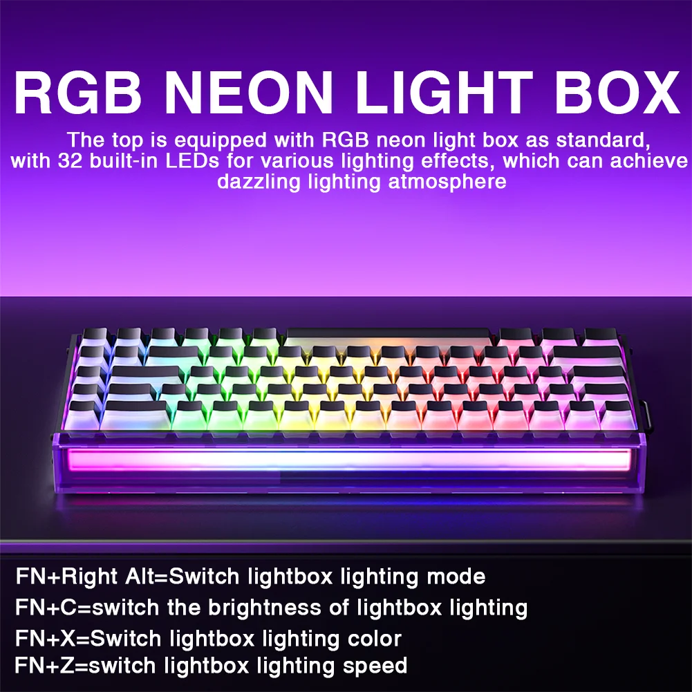 AULA HERO 68HE magnetic switch keyboard with RGB neon lightbox and compact 68 key layout