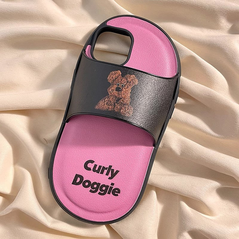 Zapatillas de perro de dibujos animados adecuadas para fundas de iPhone.