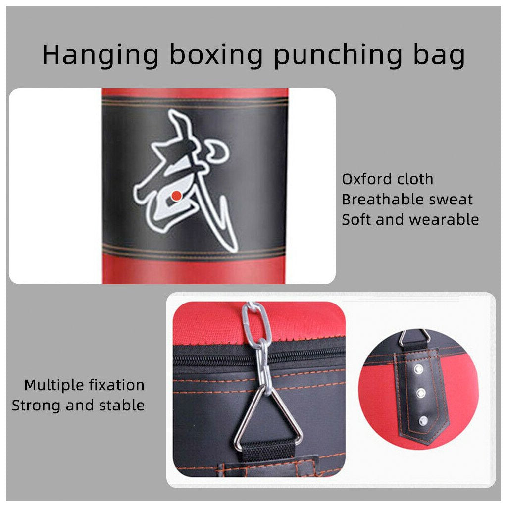Hanging boxing punching bag set made of breathable Oxford cloth for durability and comfort during workouts