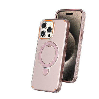Iphone 15 Magnetic Bracket Phone Case With Holder Stand Cover For Magesafe Magnetic Transparent Wireless Charge Case