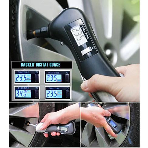 Salmon Lucky multi functional car tool digital backlit tire pressure gauge and inflator handheld