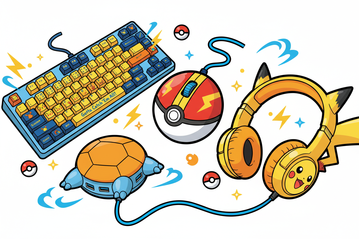 computer accessories with pokemon animation
