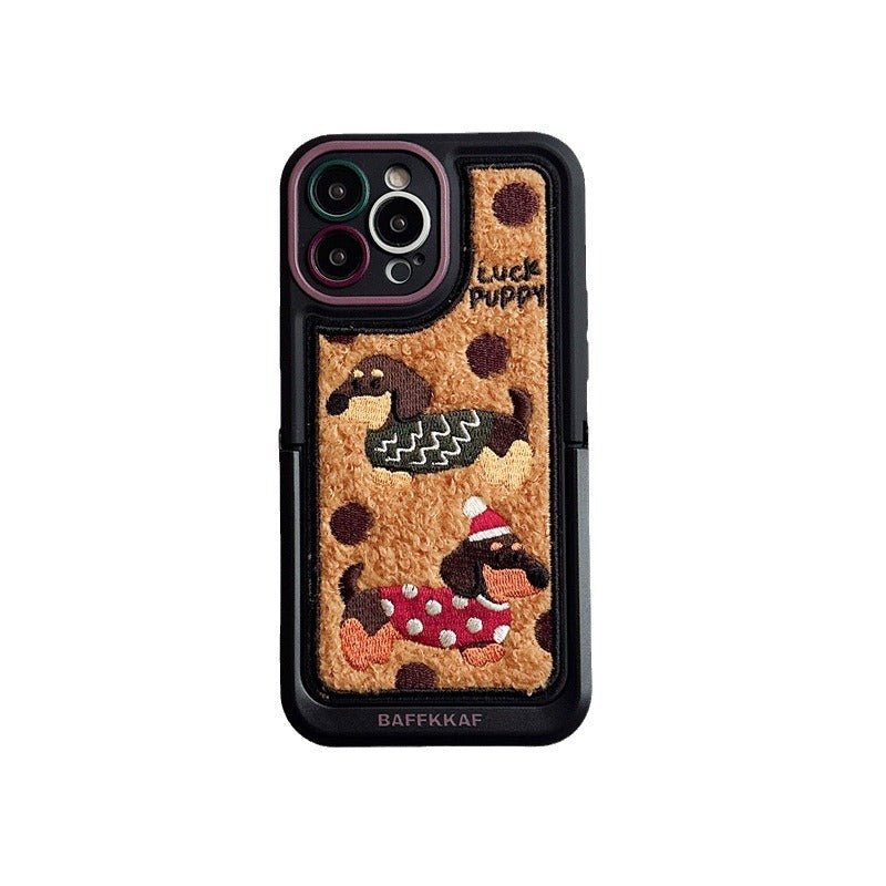 Funda para teléfono con dibujos animados de perro salchicha suéter