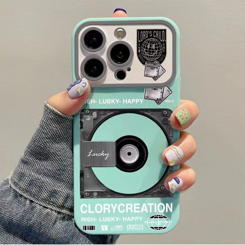 Funda para teléfono resistente a caídas con ventana grande para grabación de CD iPhone 15