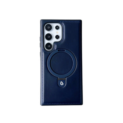 Samsung S24 Magnetic Charging Ring Holder Leather Business Protective Cover