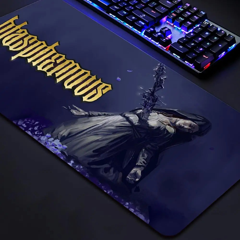 Riccu Blasphemous game mouse pad large XL desk mat dark gothic artwork textured surface anti slip base
