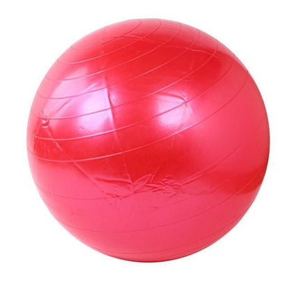 Bright red home exercise yoga ball for fitness and balance workouts at home