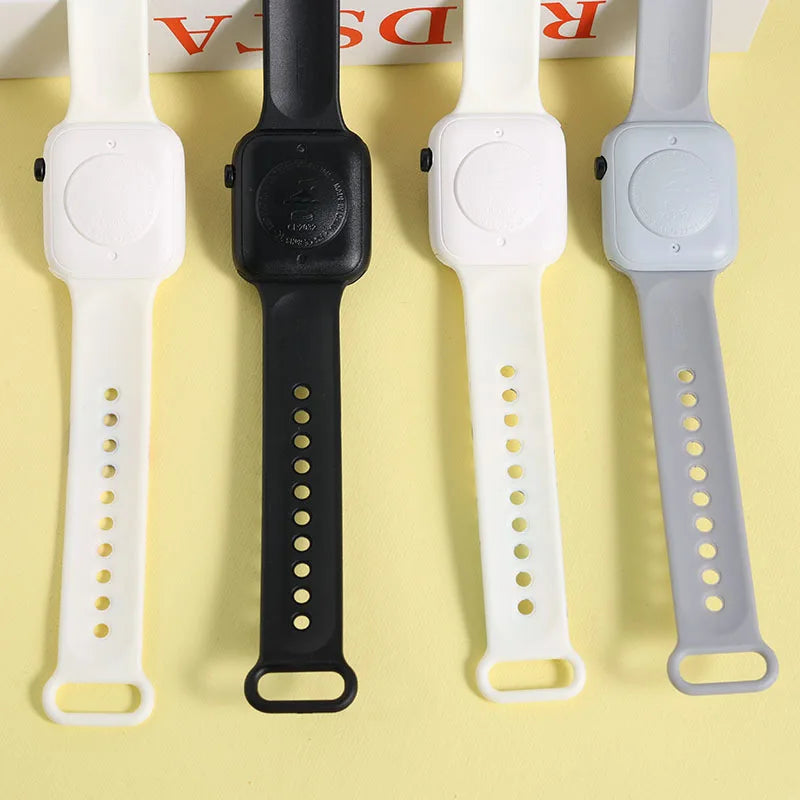 MINISO silicone replacement smartwatch bands in white black and gray shown as accessories Hello Kitty digital watch for girls