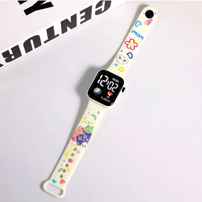 MINISO Hello Kitty digital watch for girls white kids smartwatch with colorful cartoon strap and square black display