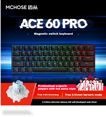 APAYADO Ace 60 Pro compact RGB magnetic switch gaming keyboard 60 percent layout with clear switches