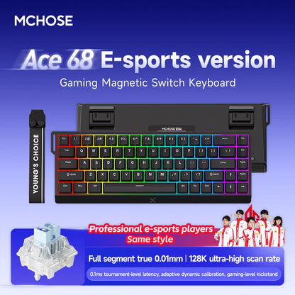 APAYADO Ace 68 RGB compact magnetic switch gaming keyboard with detachable wrist rest and keycap puller