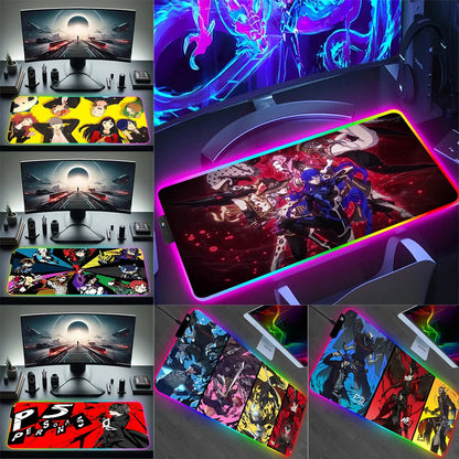 NS Superstore RGB gaming mouse pad extended desk mat with anime character prints and multicolor LED trim