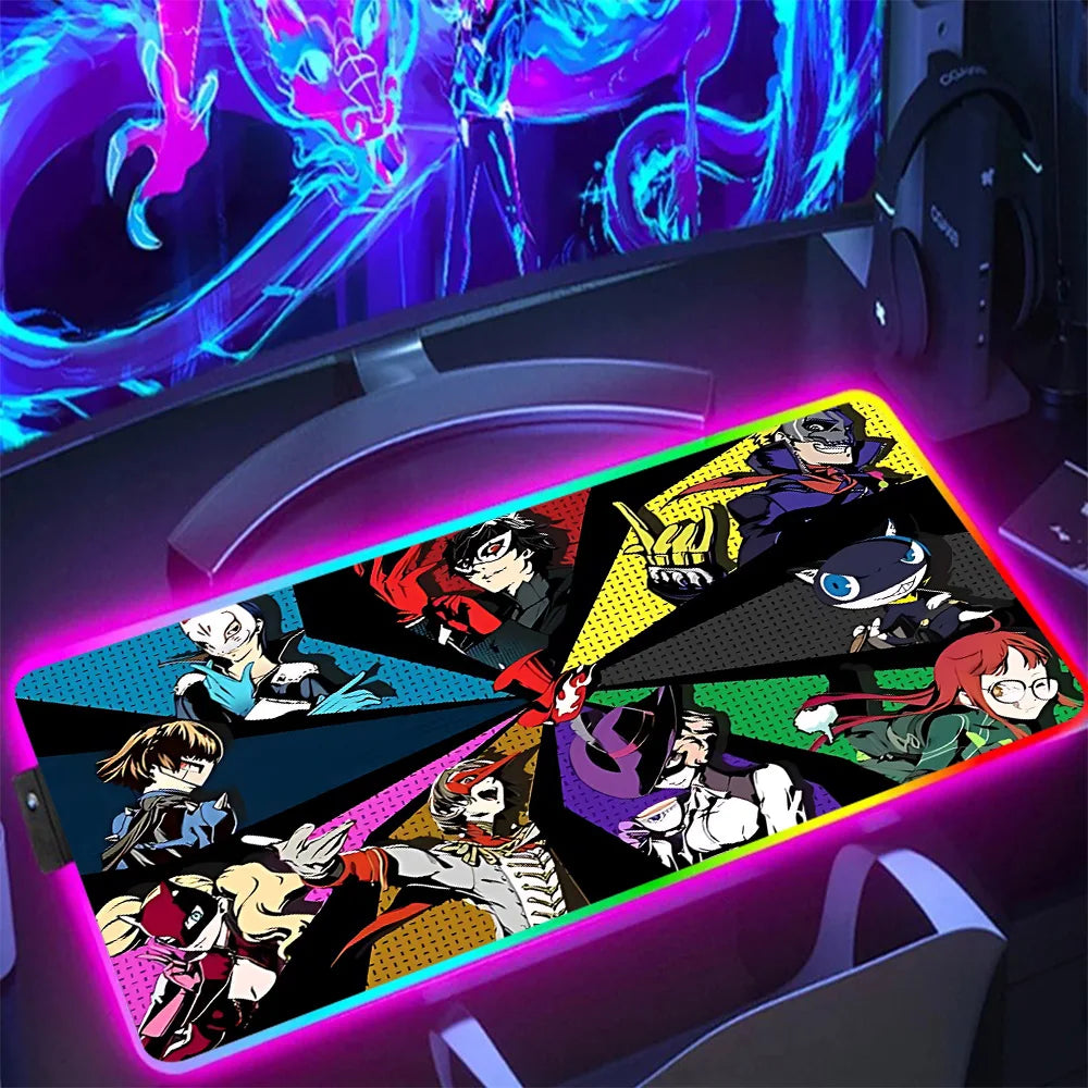 NS Superstore anime collage RGB gaming mouse pad full desk size with vibrant LED edge lighting