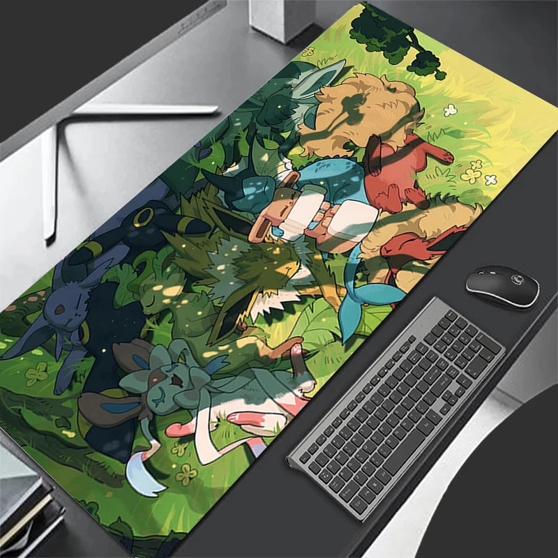 MINISO Eevee gaming mouse pad large extended desk mat with colorful Eevee evolutions artwork for gaming