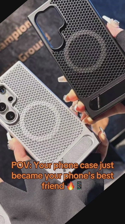 Samsung S26 Ultra S25 S24 Plus Magnetic Cooling Case with Folding Bracket Holder Cover