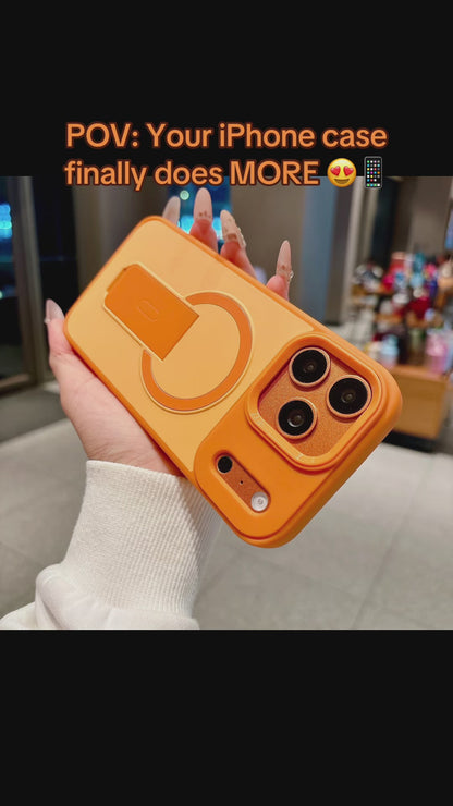 Luxury Magnetic Kickstand Matte Case For iPhone 17 16 15 14 Plus 13 12 11 Pro Max With Holder Stand Shockproof Cover for Magsafe