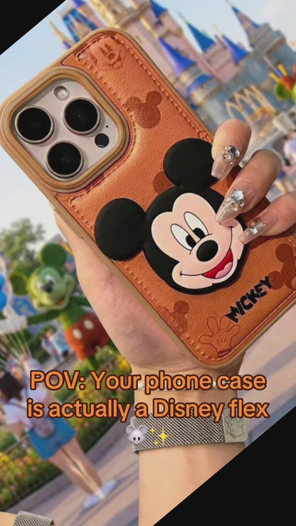Mickey Mouse 3D PU Leather Shockproof iPhone Case – Cute & Protective for iPhone 13-17 Pro Max