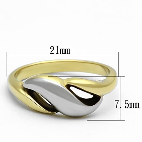 Two-Tone IP Gold (Ion Plating) Stainless Steel Ring with No