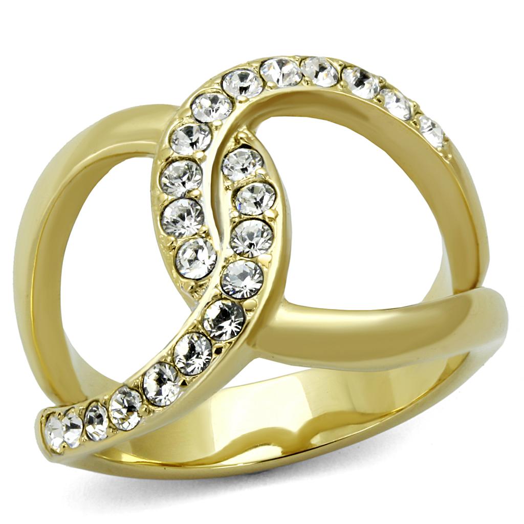 Two-Tone IP Gold (Ion Plating) Stainless Steel Ring with Top