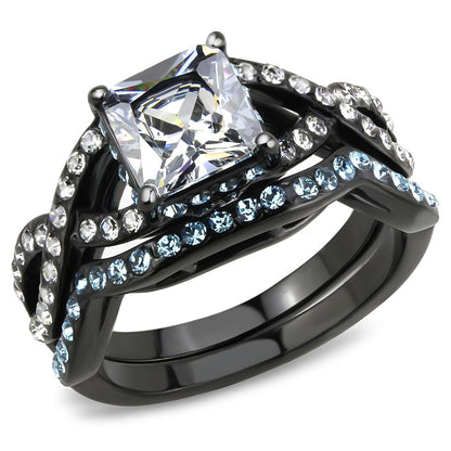 IP Black(Ion Plating) Stainless Steel Ring with AAA Grade CZ