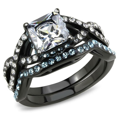 IP Black(Ion Plating) Stainless Steel Ring with AAA Grade CZ