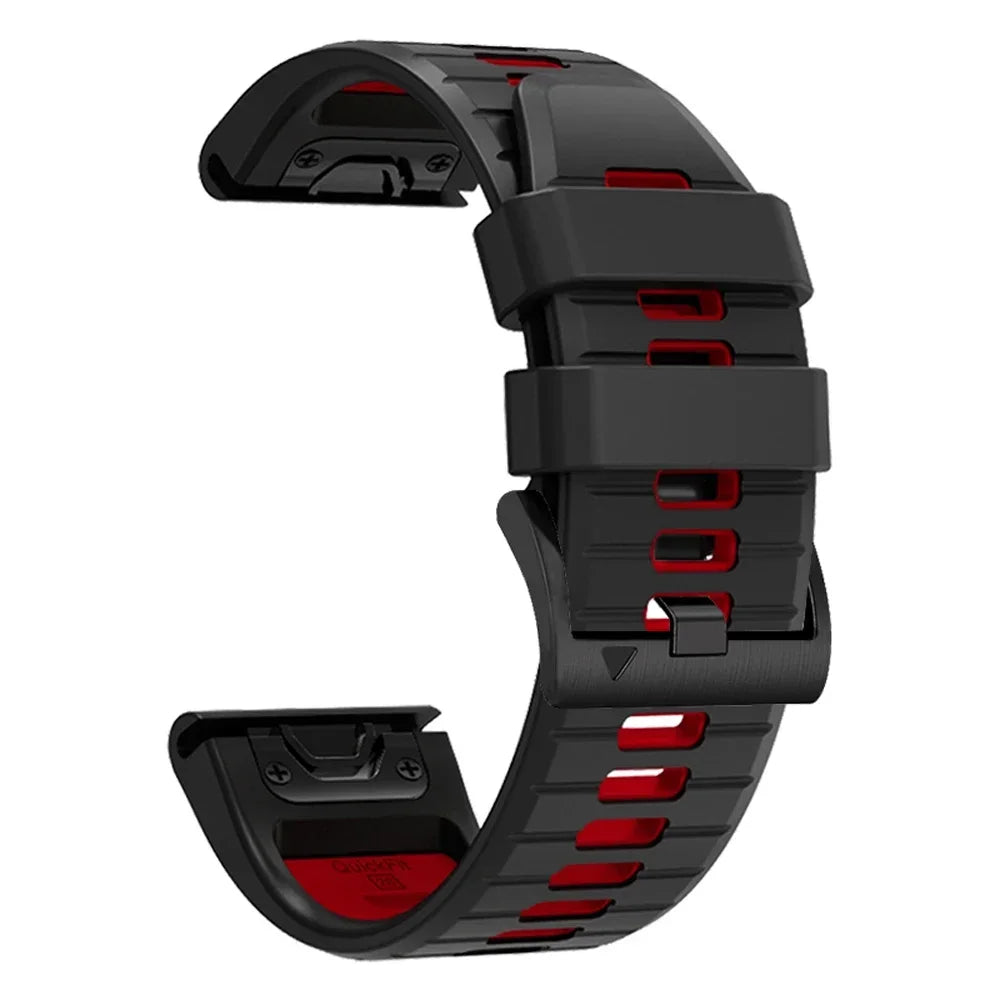 NS Superstore Garmin Instinct 2X replacement band black silicone with red accents quick release adjustable buckle