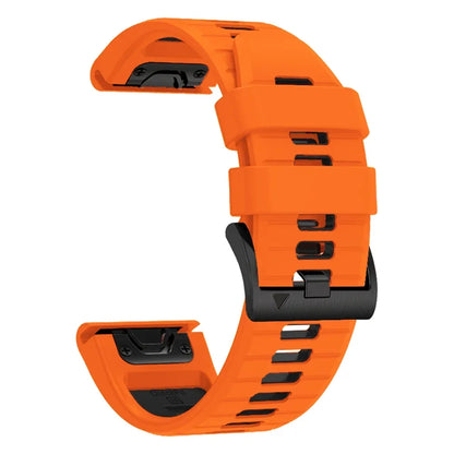 Orange silicone Garmin Instinct 2X replacement band with black buckle adjustable quick release strap