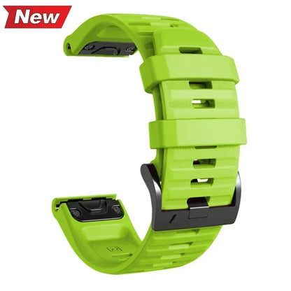 NS Superstore lime green silicone Garmin Instinct 2X replacement band with quick release adapters and black buckle