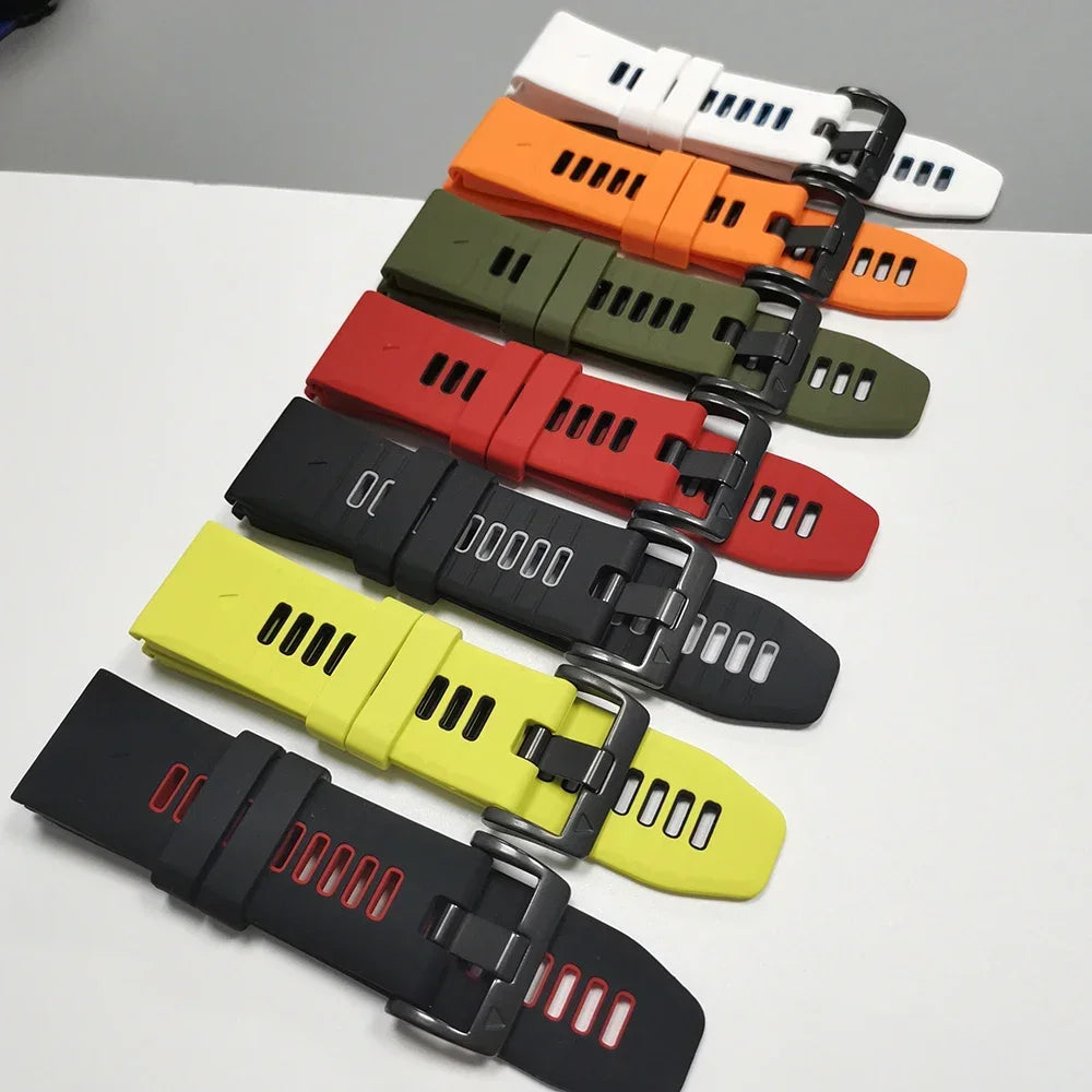NS Superstore Garmin Instinct 2X replacement band. Assorted silicone watch straps in multiple colors with metal buckles