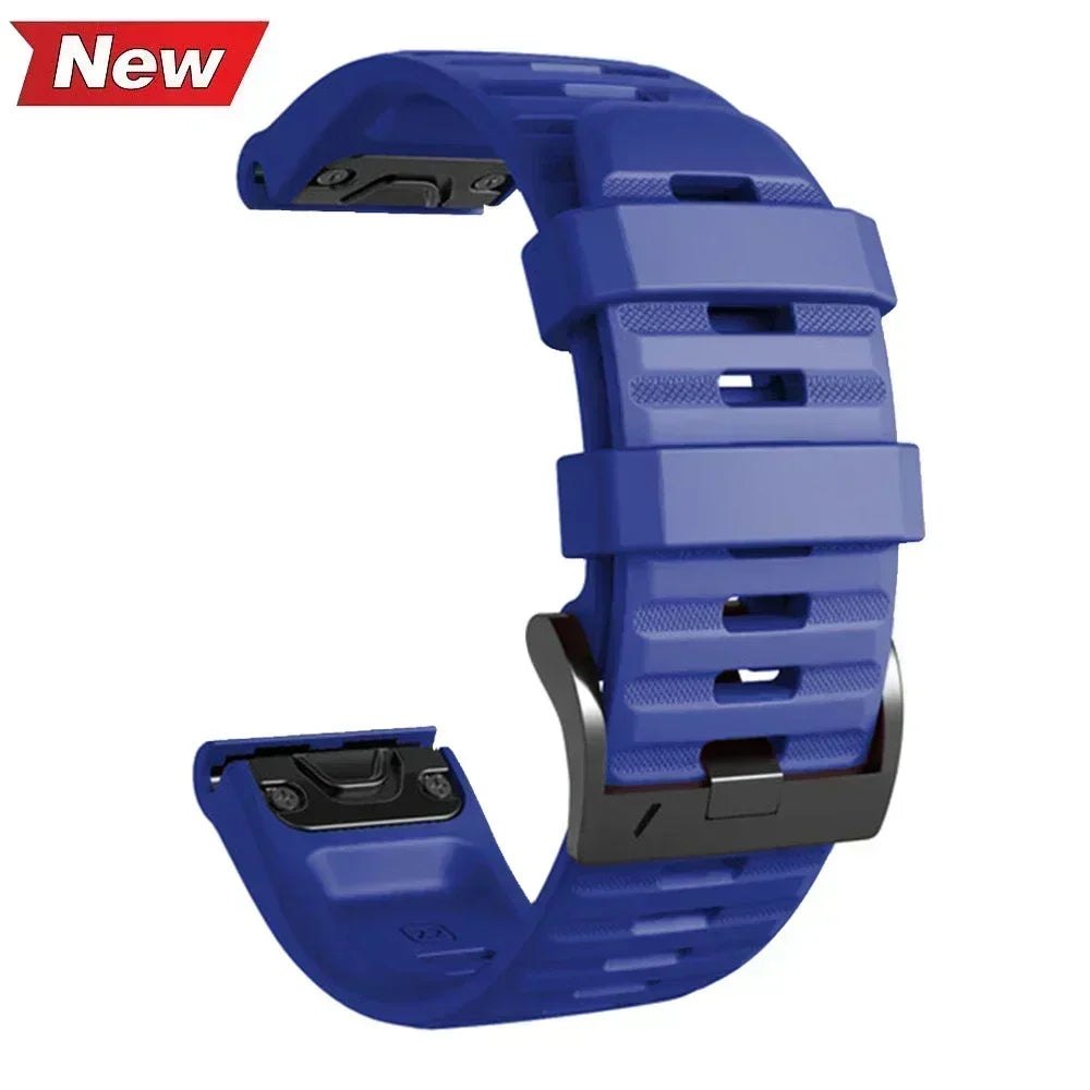 NS Superstore blue silicone Garmin Instinct 2X replacement band with metal buckle and quick release connectors