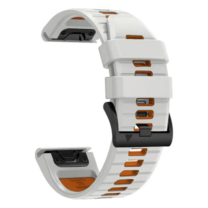 NS Superstore Garmin Instinct 2X replacement band white silicone with orange vents and black buckle